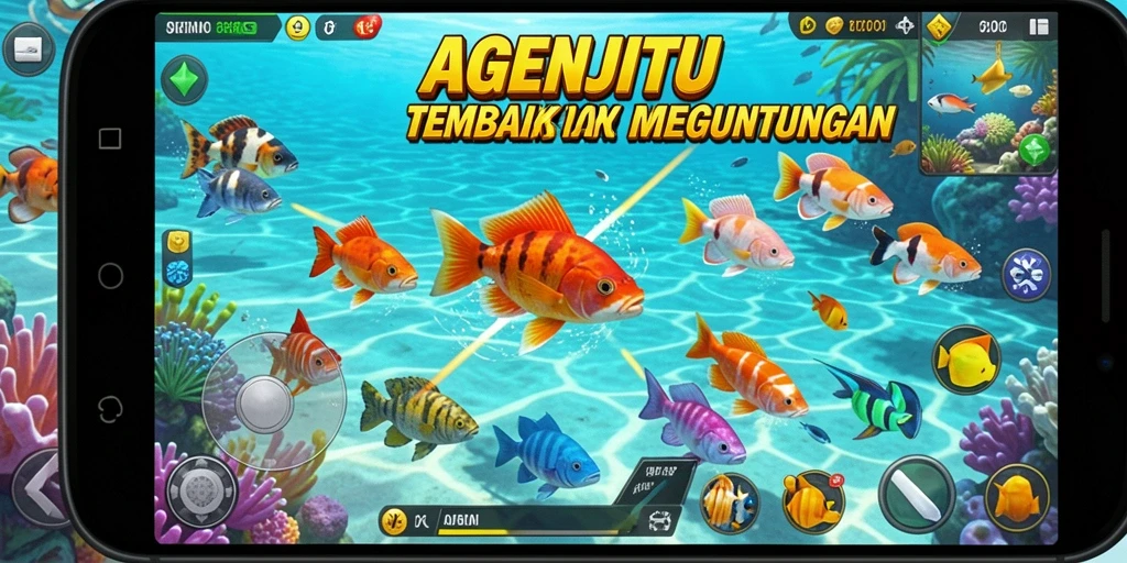 Tampilan gameplay AGENJITU yang seru dengan suasana menembak ikan.