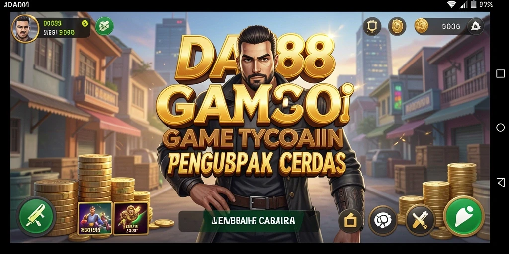 Screenshot gameplay menunjukkan kegiatan bisnis yang aktif dan dinamis.