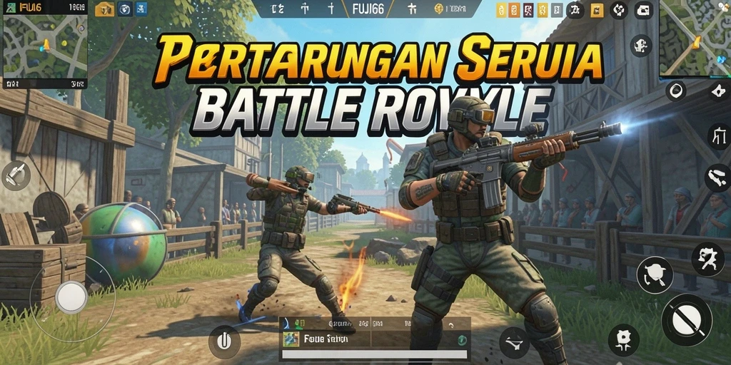 Tangkapan layar utama FUJI66 menampilkan intensitas pertempuran Battle Royale.