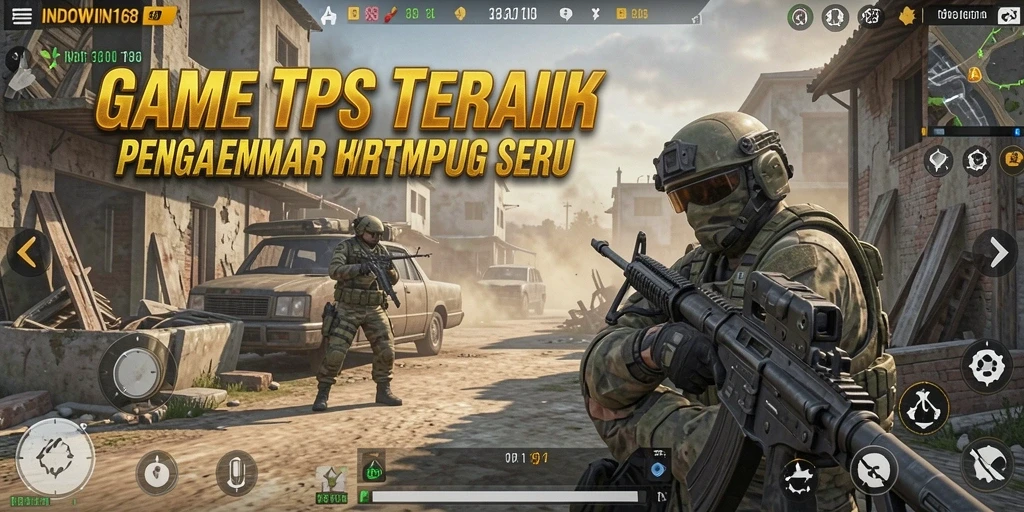 Screenshot INDOWIN168 menunjukkan pertempuran seru dalam mode TPS.