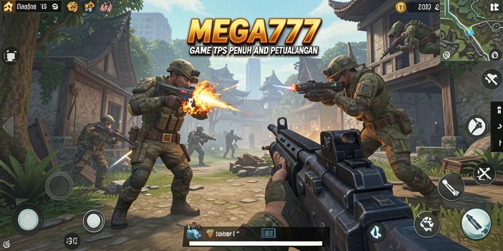 Tampilan gameplay seru dari <strong>MEGA777</strong> saat bertempur di arena TPS.