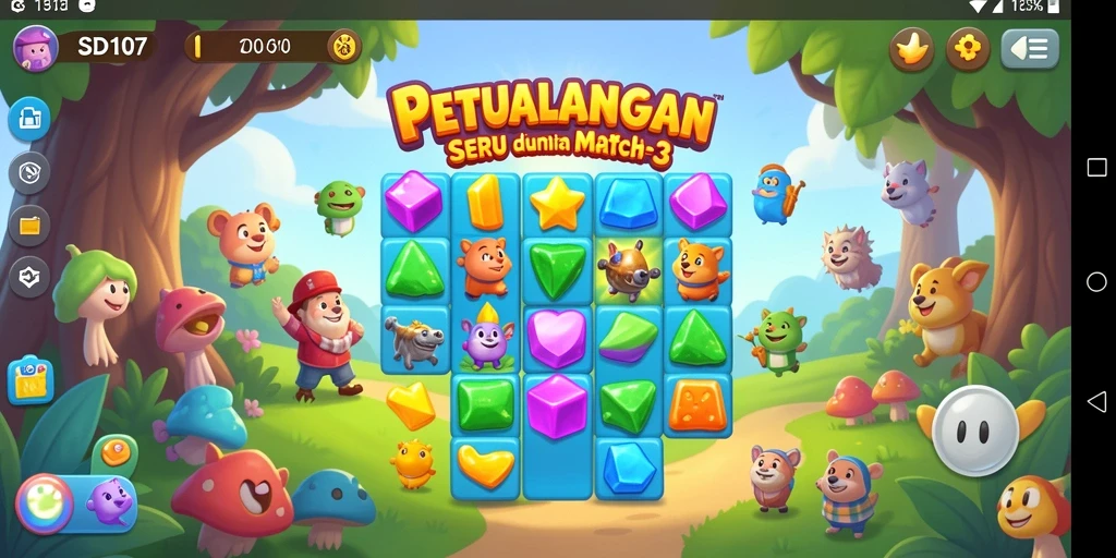 Tampilan gameplay Match-3 yang menawan di SD107.