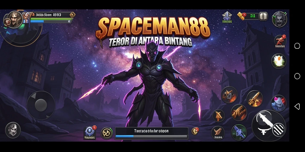 Gameplay menyeramkan SPACEMAN88 dengan suasana luar angkasa yang gelap.