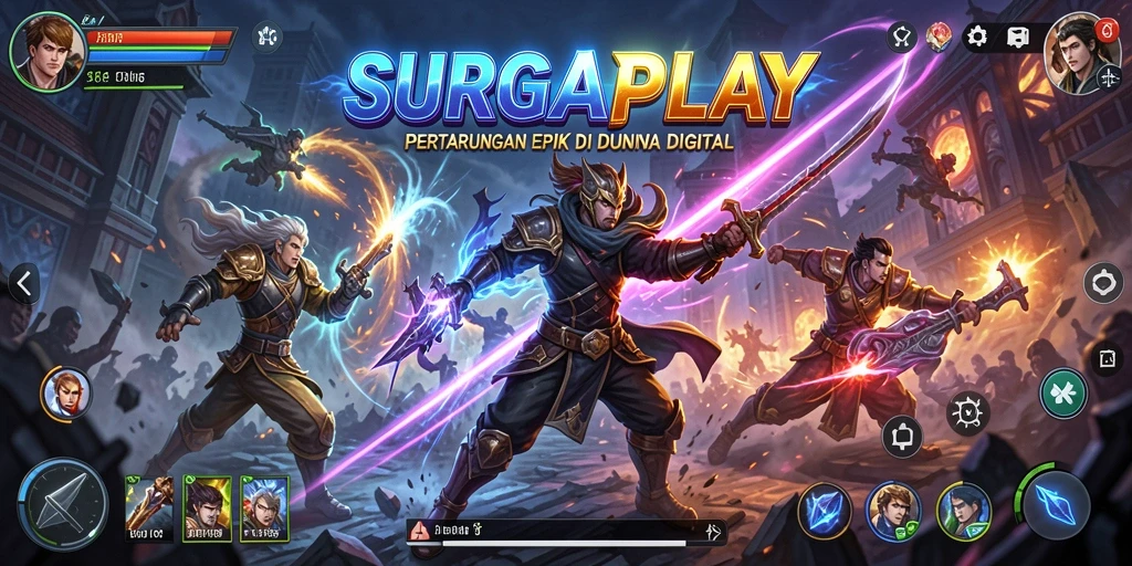 Screenshot gameplay SURGAPLAY menampilkan pertarungan yang mendebarkan.