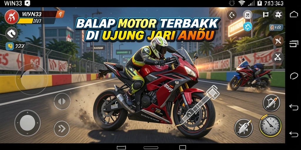 Tampilan gameplay balapan motor di WIN33 yang mendebarkan.